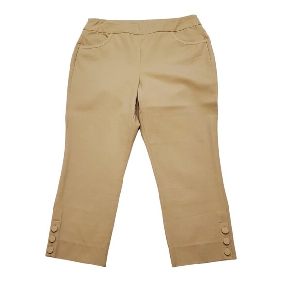 SOFT SURROUNDINGS SZ MP Khaki Beige Soft Essential™ Superla Slim Leg Crop Pants - Picture 3 of 11